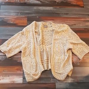 Cream colored crocheted shrug